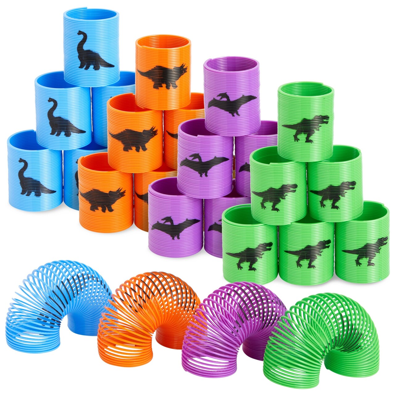 24 Pack Kids Dinosaur Party Favors, Birthday Toy Springs, for
